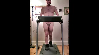 Brian the Showman Nudist Treadmill sexy workout&comma; then masturbation together with butt plug